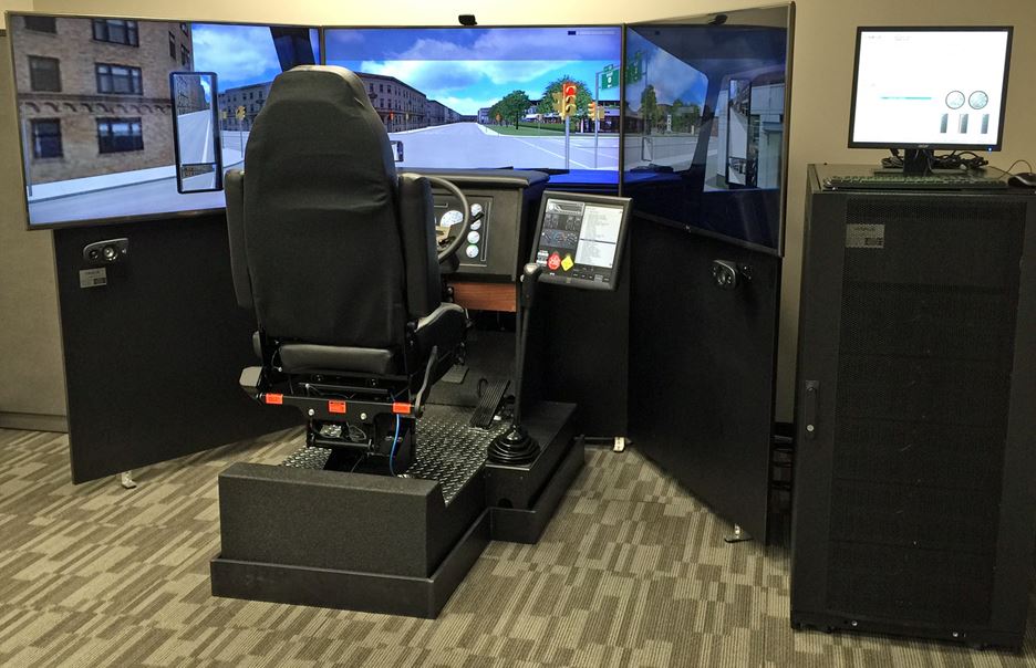Virage Simulation VS600M truck driving simulator located at the Edmonton office.