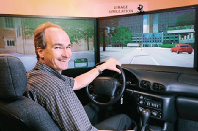Remi Quimper at the wheel of a VS500M car simulator