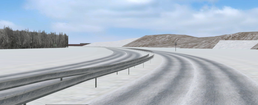 Virage Simulation highway snow visual scene