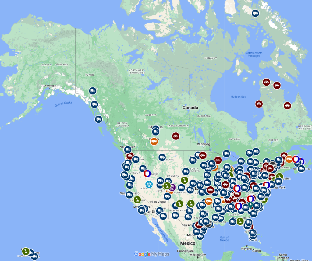 Virage Simulation car and truck customer driving simulator locations in Canada and the USA.