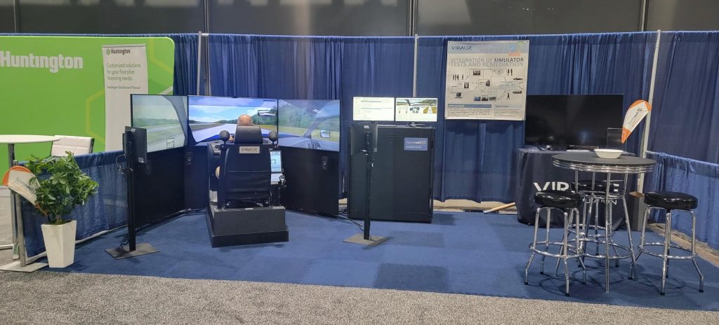 Virage Simualation's booth at the ADED 2024 conference in Kansas City, MO. Presenting the VS500M clinical car driving simulator